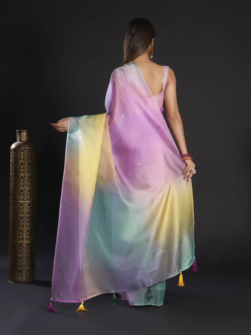 Buy Juniper Black Georgette Embellished Saree Style Gown online